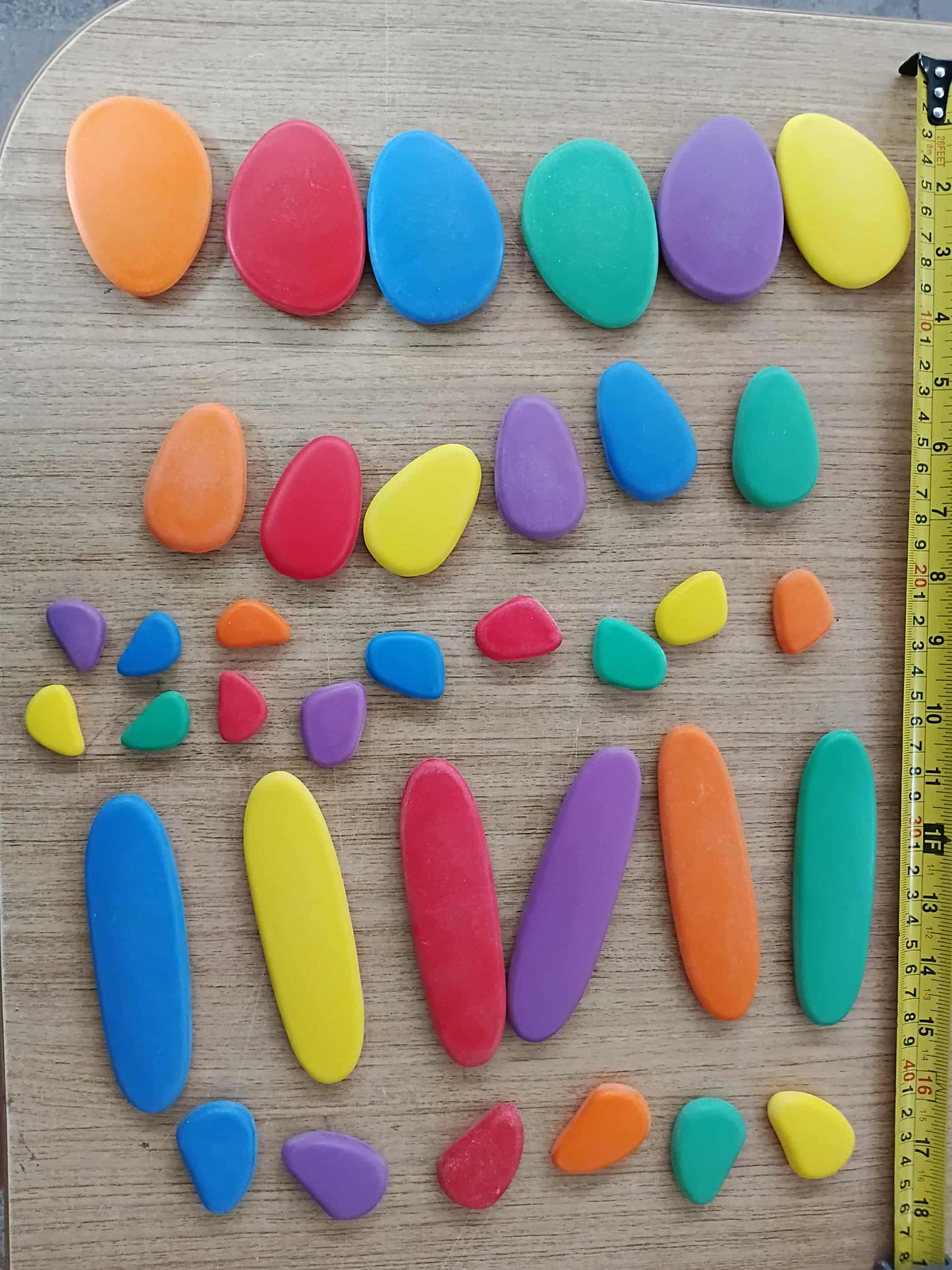 36 Pcs Educational Rainbow Stacking Cobble Stones Matt Finish