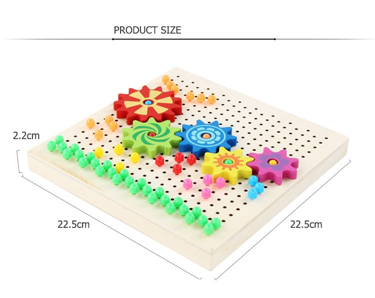 Small Wooden Mosaic Beads Pegs Board - HAPPY GUMNUT