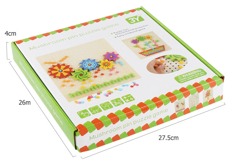 Small Wooden Mosaic Beads Pegs Board - HAPPY GUMNUT