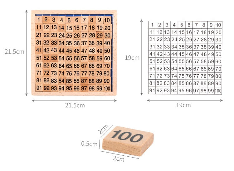 Wooden Number Tray 1 to 100 Counting Board - HAPPY GUMNUT