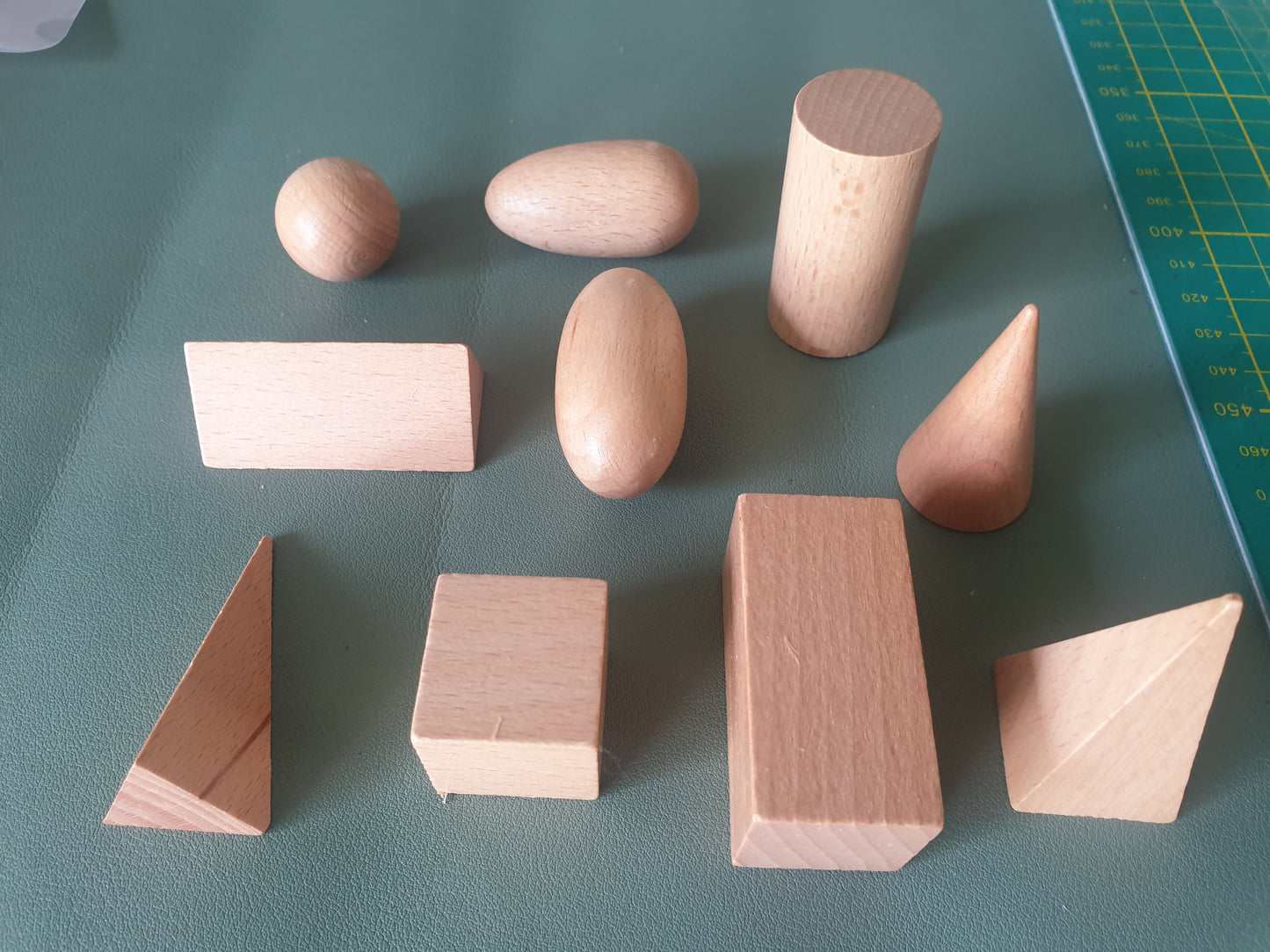 Wooden 3d Geometric BLOCKS teaching Aids For Kids Bundle of 10 BUNDLE NATURAL - HAPPY GUMNUT