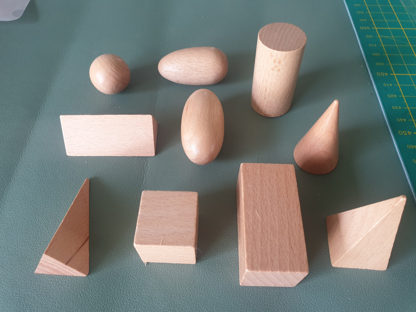 Wooden 3d Geometric BLOCKS teaching Aids For Kids Bundle of 10 BUNDLE NATURAL - HAPPY GUMNUT