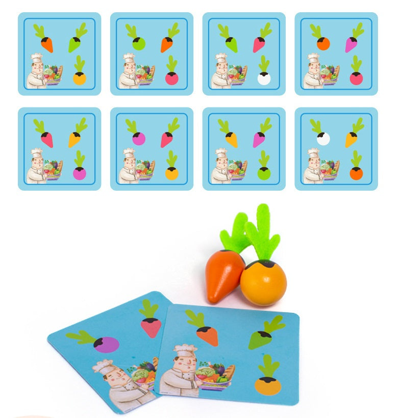 Wooden Carrot Matching Sorting Flash Card Game Easter Gift - HAPPY GUMNUT