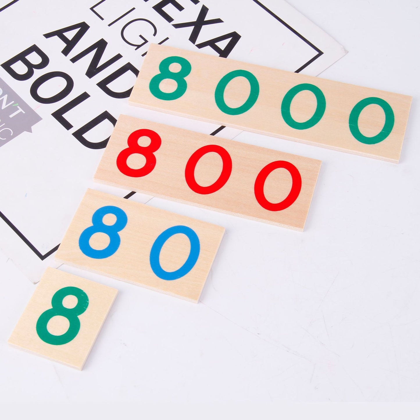 Wooden Montessori Large Number Card 1-9000 Counter - HAPPY GUMNUT
