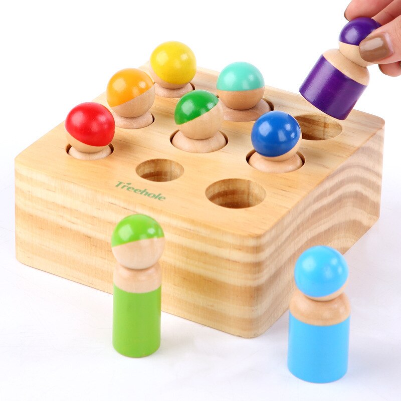 Wooden Rainbow Friends Cylinder Socket Block - HAPPY GUMNUT