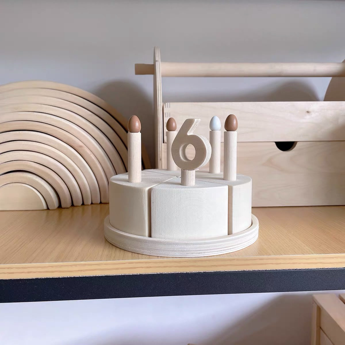 Quality Natural Birthday Cake with Candles Handmade from Limewood - HAPPY GUMNUT