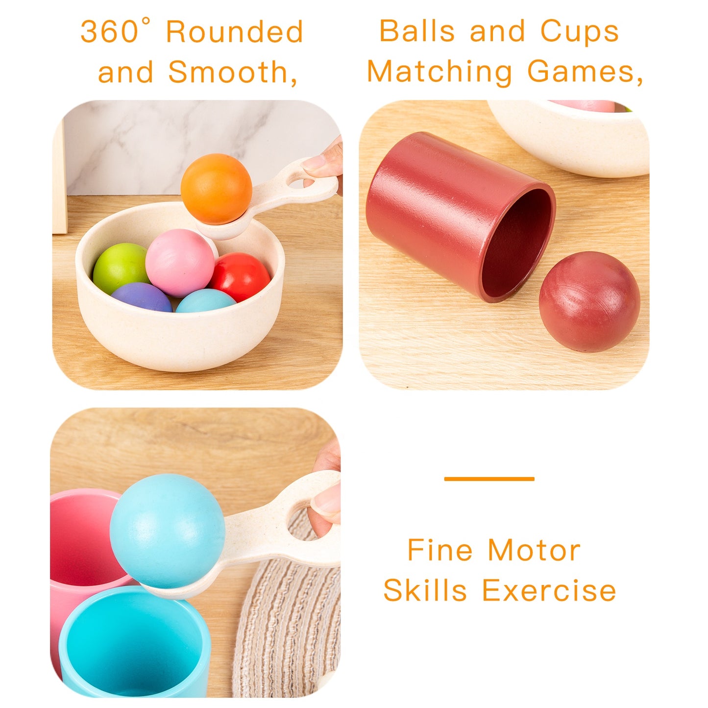Montessori Scooping Colour Sorter Cups and Balls and bowl - HAPPY GUMNUT