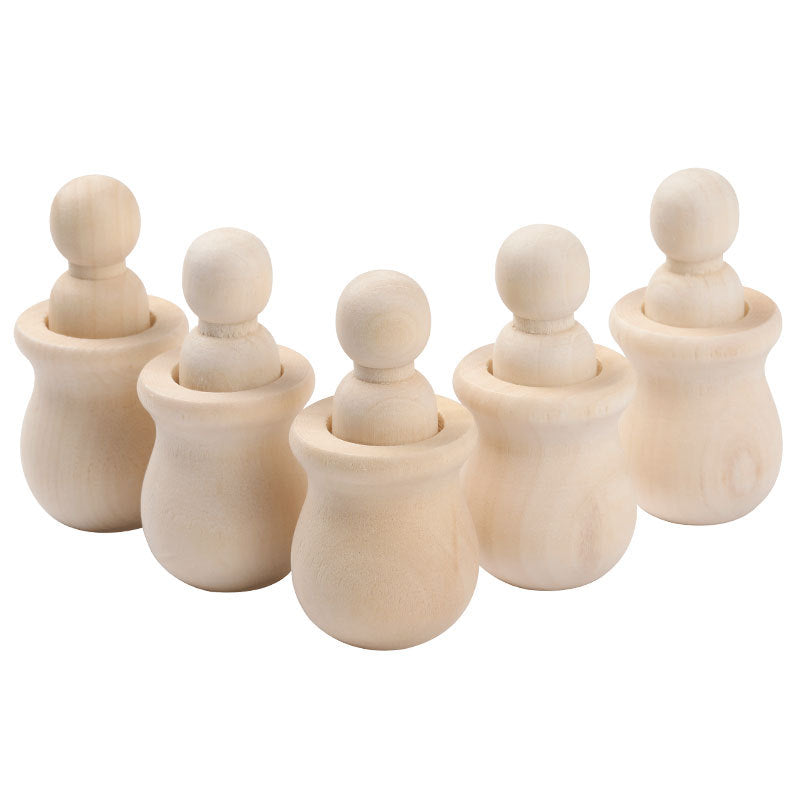 Peg Doll and Cup Loose Set Natural Wood DIY Loose Parts Kids Craft Wooden toys - HAPPY GUMNUT