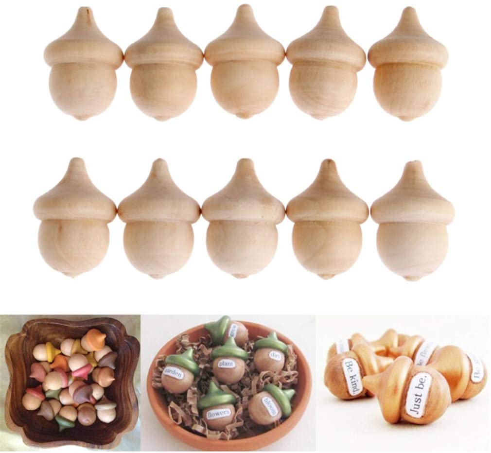 Wooden Montessori Loose Part ACORNS SET OF 10 NATURAL Mandala - HAPPY GUMNUT