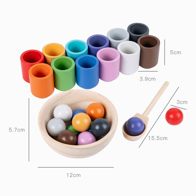 Montessori Scooping Colour Sorter Cups and Balls and bowl - HAPPY GUMNUT
