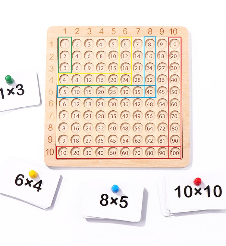 Wooden Multiplication Learning Board with Flash Cards - HAPPY GUMNUT