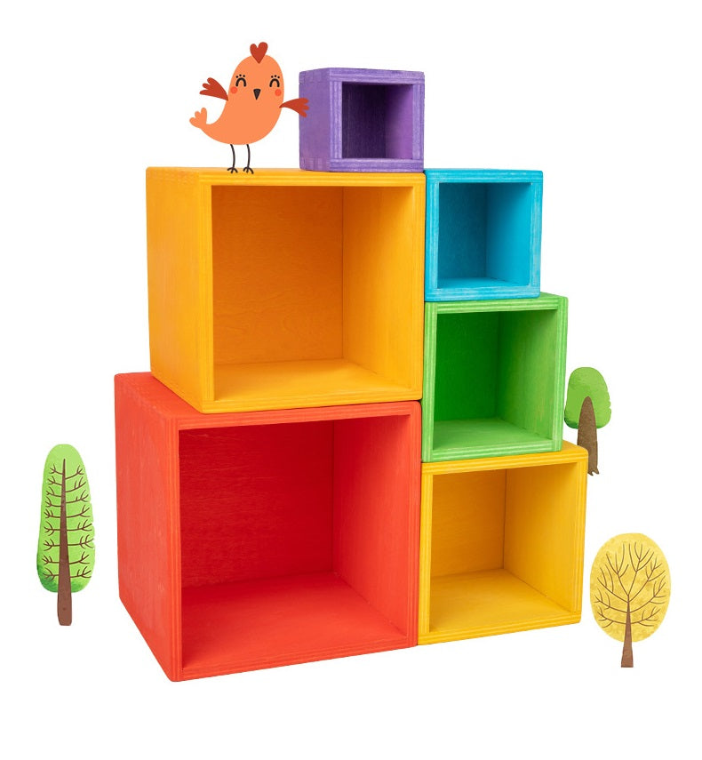 Wooden Rainbow Nesting Boxes - HAPPY GUMNUT