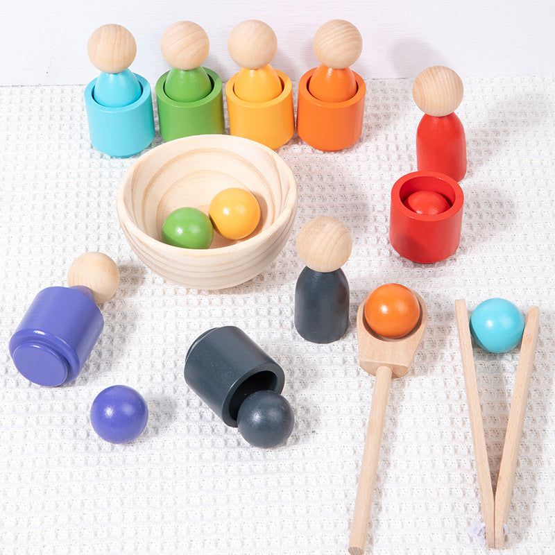 Montessori Scooping Colour Sorter Cups Dolls Balls and bowl - HAPPY GUMNUT
