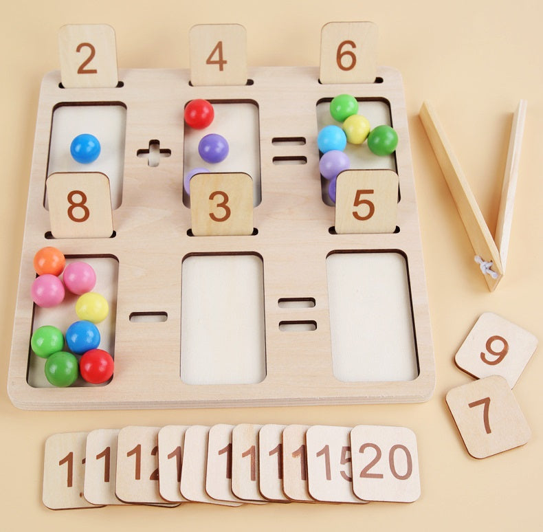 Wooden Educational Counting Maths Board with Beads and Flash Cards - HAPPY GUMNUT