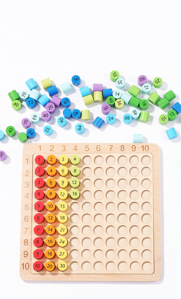 Wooden Multiplication Learning Board with Flash Cards - HAPPY GUMNUT