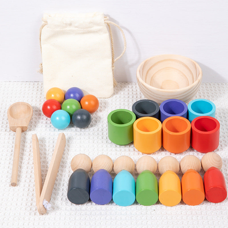 Montessori Scooping Colour Sorter Cups Dolls Balls and bowl - HAPPY GUMNUT