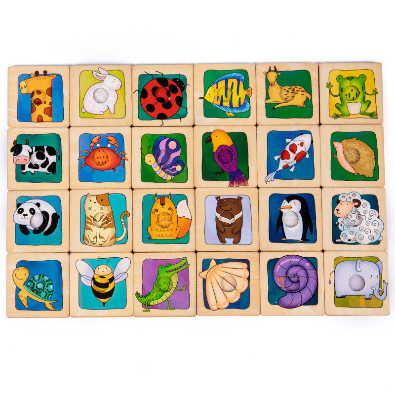 Wooden Animal Pattern Matching Game Shadow Sorting Toy - HAPPY GUMNUT