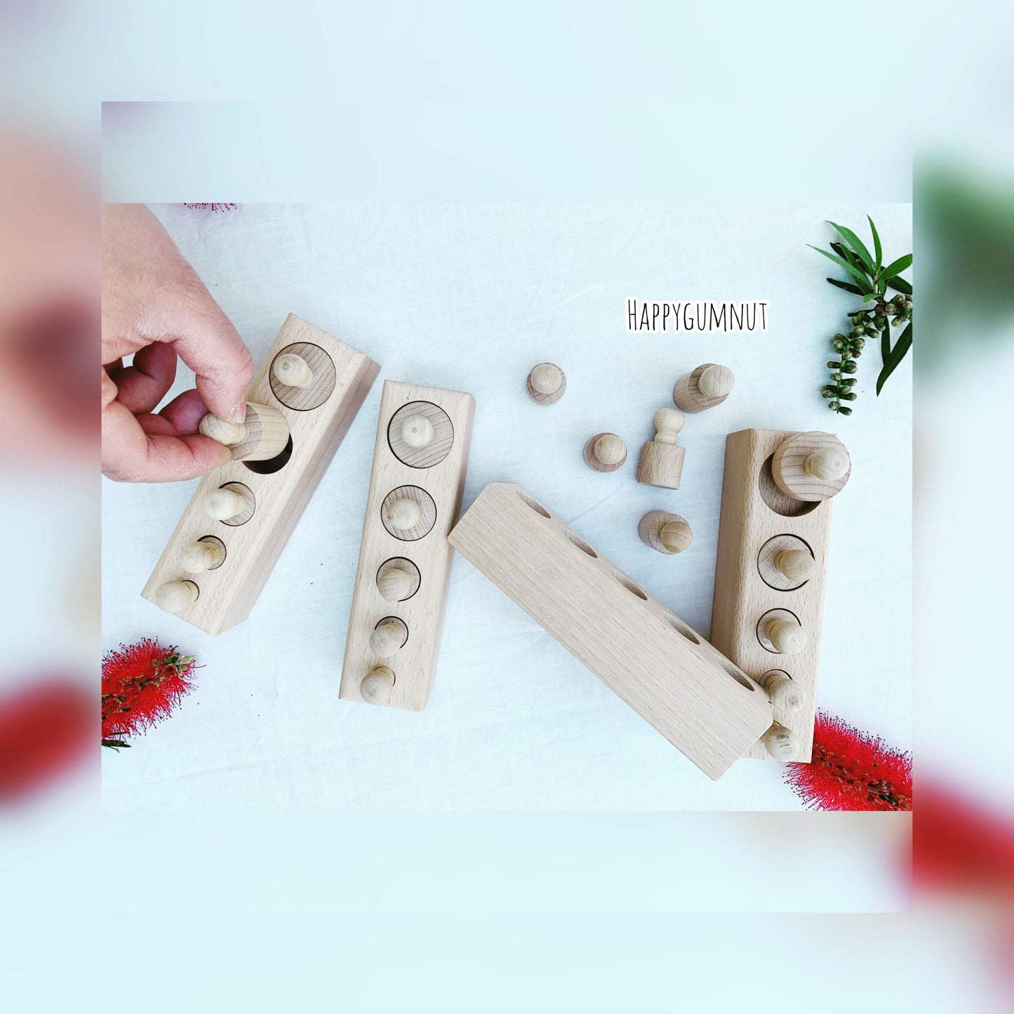 Montessori Knobbed Cylinders Set of 4 - HAPPY GUMNUT