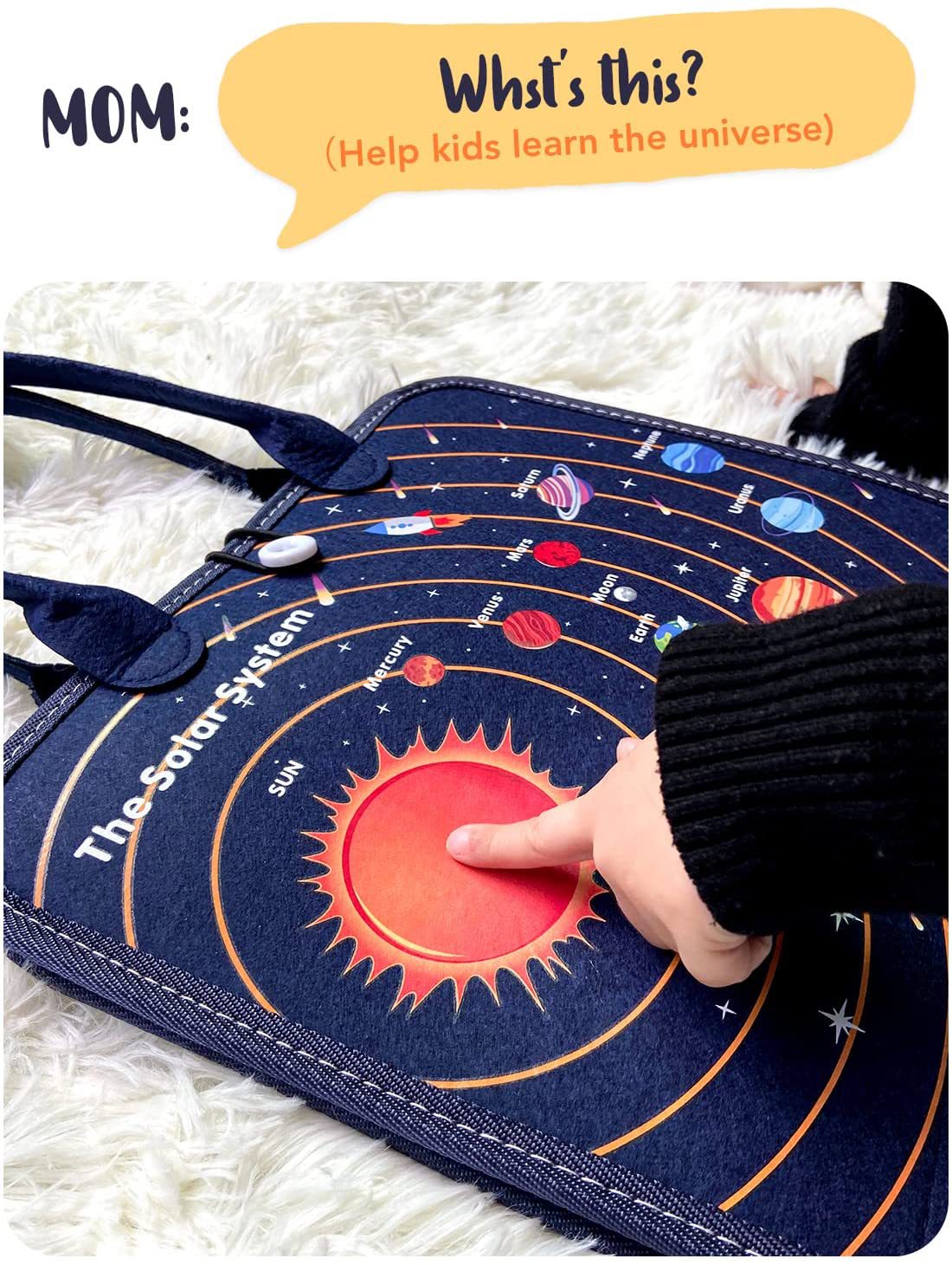 Montessori Portable Busy Board Travel Case Carry on Activities Solar System Learning - HAPPY GUMNUT