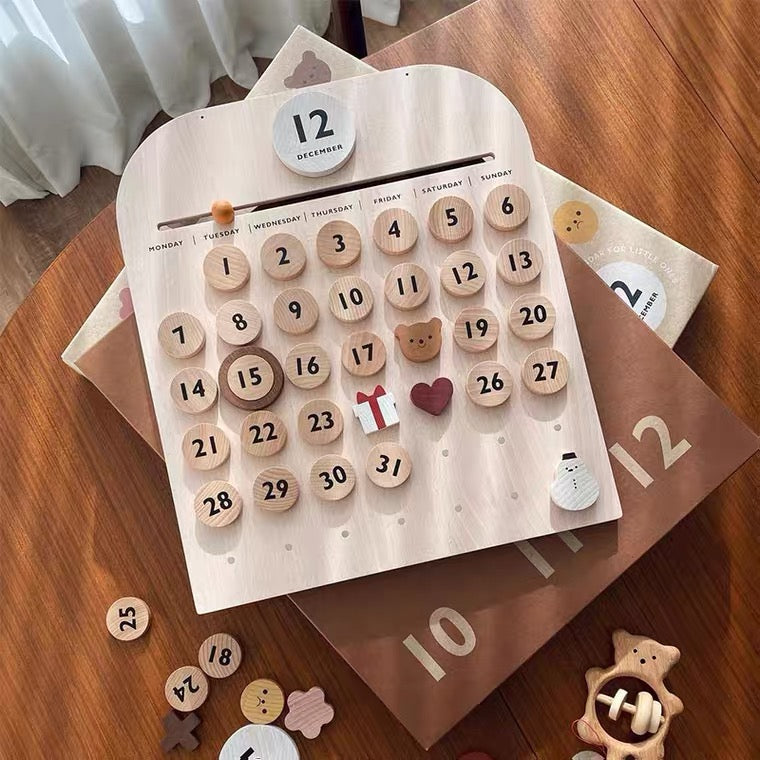 Beautiful Wooden Calendar Event Planner Magnetic Date and Month with Super Cute Icons Kids Educational Toys - HAPPY GUMNUT