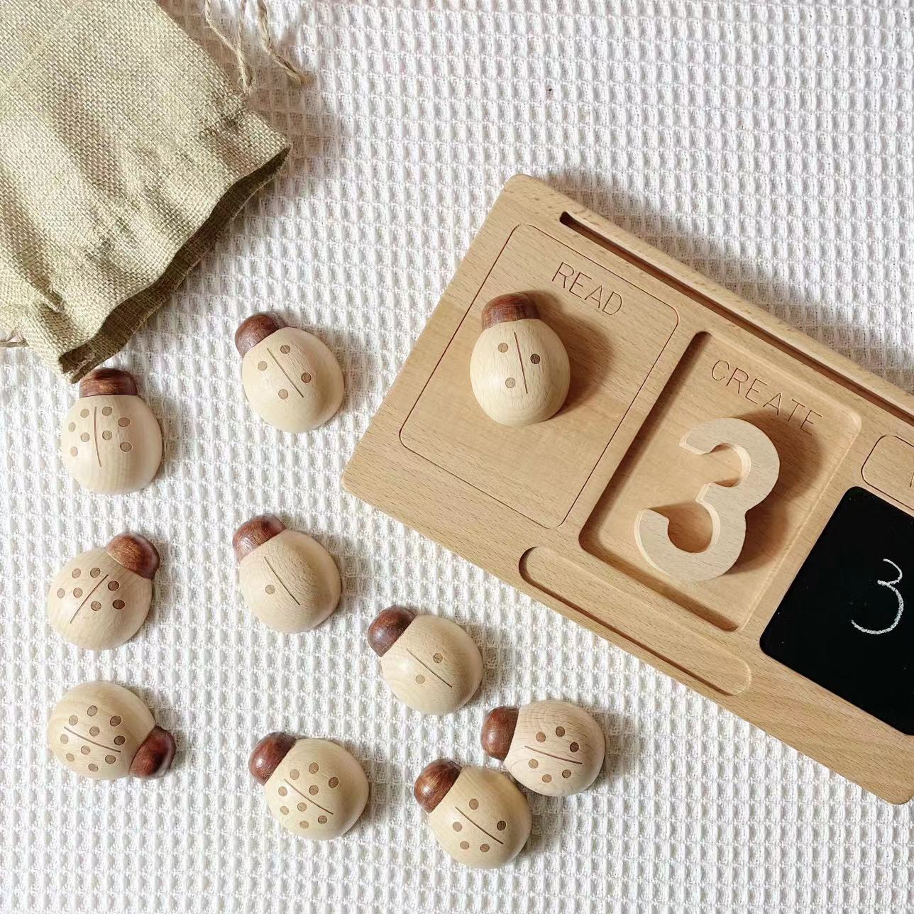 Super Cute!!! Natural Wooden Counting Numbers Ladybug Toys Number Learning Toy! - HAPPY GUMNUT