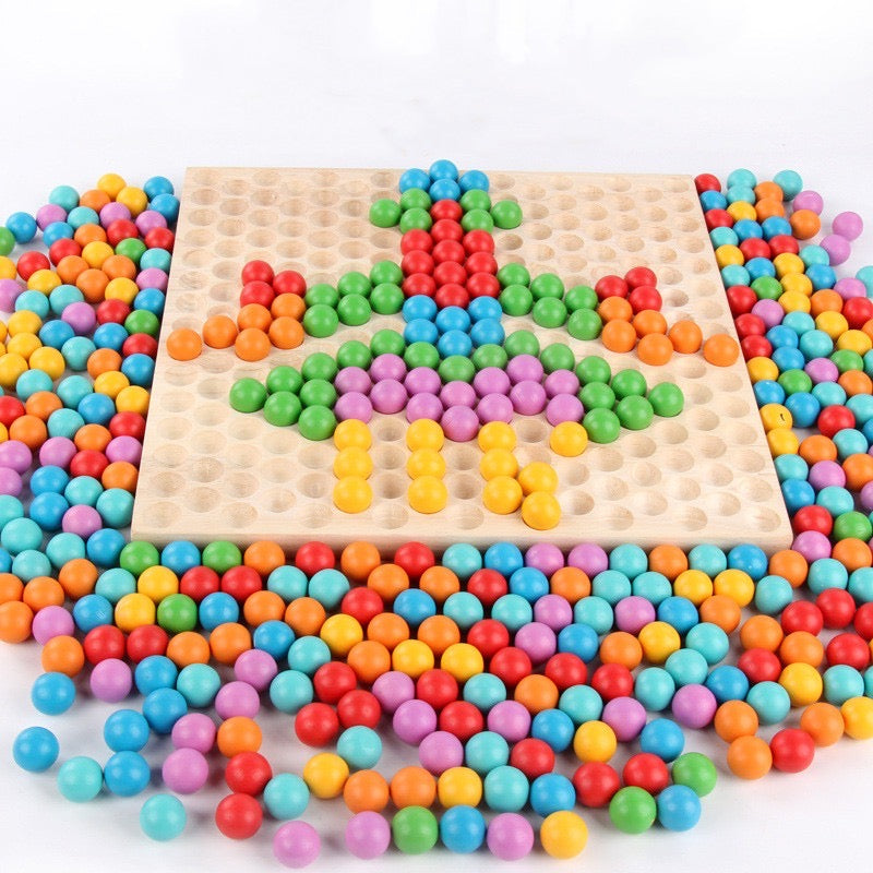 Premium Montessori Inspired Wooden Bead Board Dots Shuttle Mosaic board - HAPPY GUMNUT