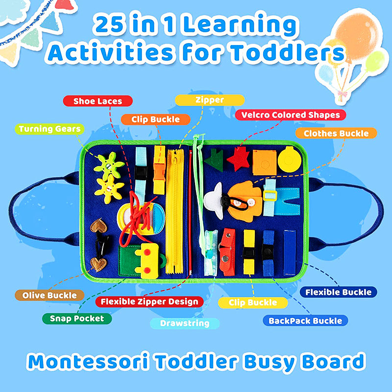 Montessori Inspired Portable Dinosaur Busy Board Quiet Book - HAPPY GUMNUT