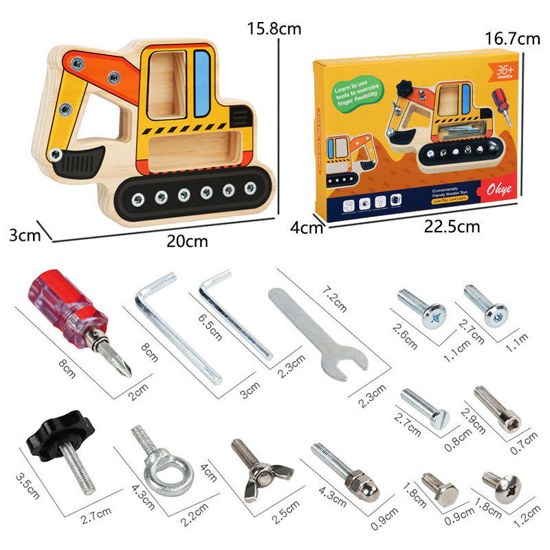 Montessori Inspired Excavator Multi Tool ScrewDriver Board - HAPPY GUMNUT