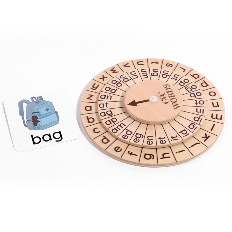Montessori phonics Learning CVC Board Reading Spin word Wheel - HAPPY GUMNUT