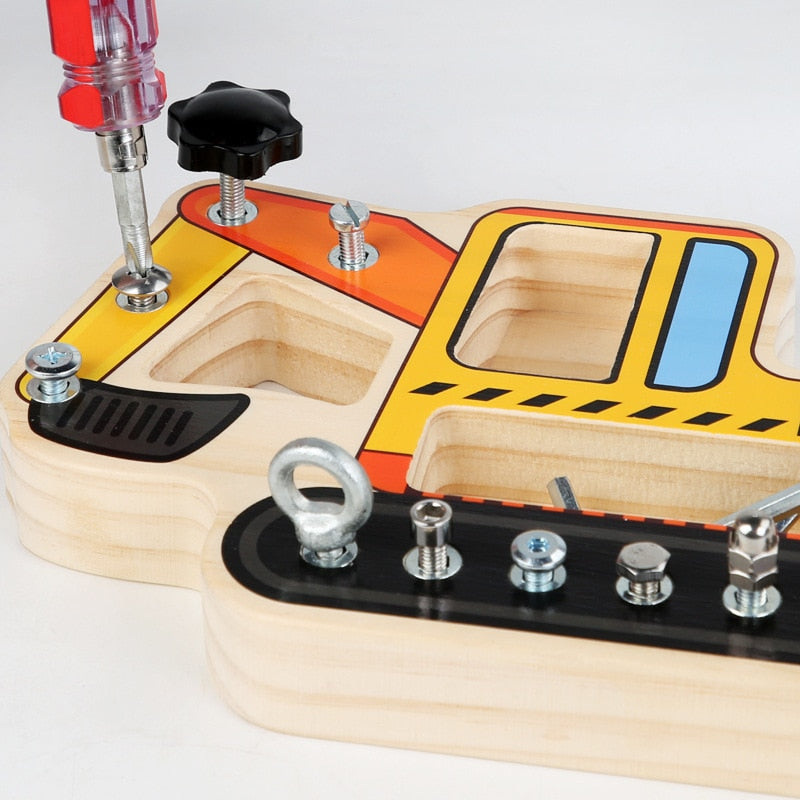 Montessori Inspired Excavator Multi Tool ScrewDriver Board - HAPPY GUMNUT