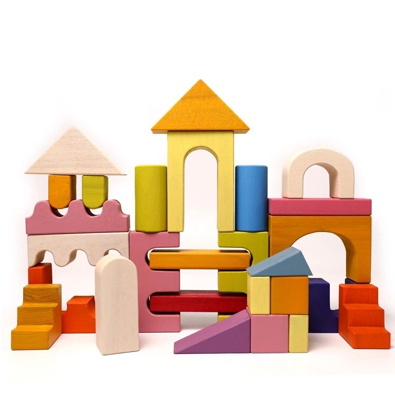 Wooden Castle and House Building Blocks Rainbow Buidling Blocks - HAPPY GUMNUT