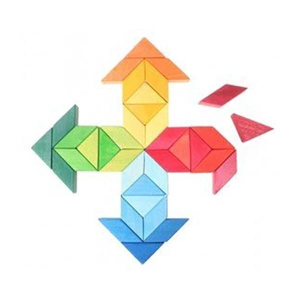 Large Wooden Rainbow Square Indian Building Block - HAPPY GUMNUT