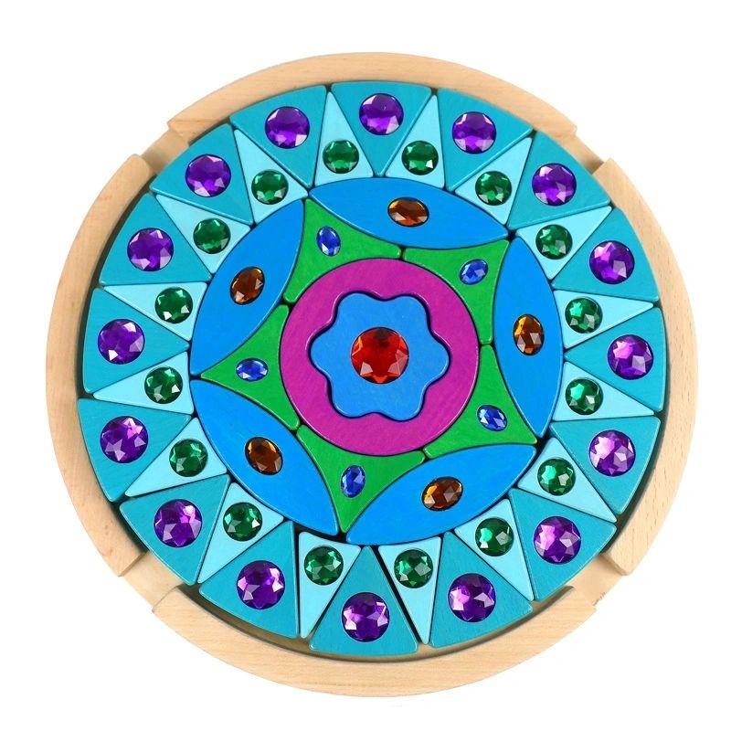 Round Mandala Gemstone Sparkling Building Blocks Puzzle Blocks - HAPPY GUMNUT