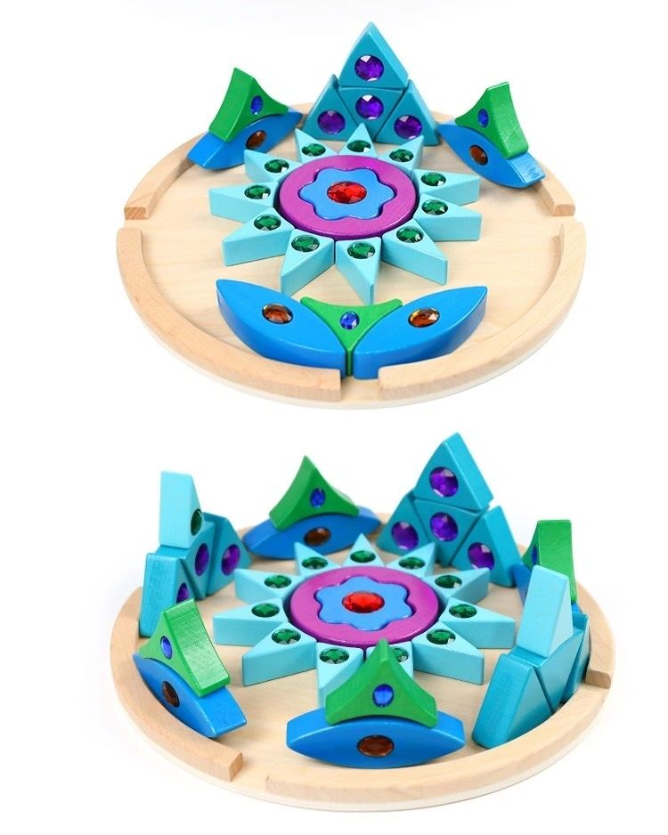 Round Mandala Gemstone Sparkling Building Blocks Puzzle Blocks - HAPPY GUMNUT