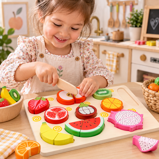 Wooden Fruit Cutting Puzzle Magnetic Fruit Cutting Board - HAPPY GUMNUT