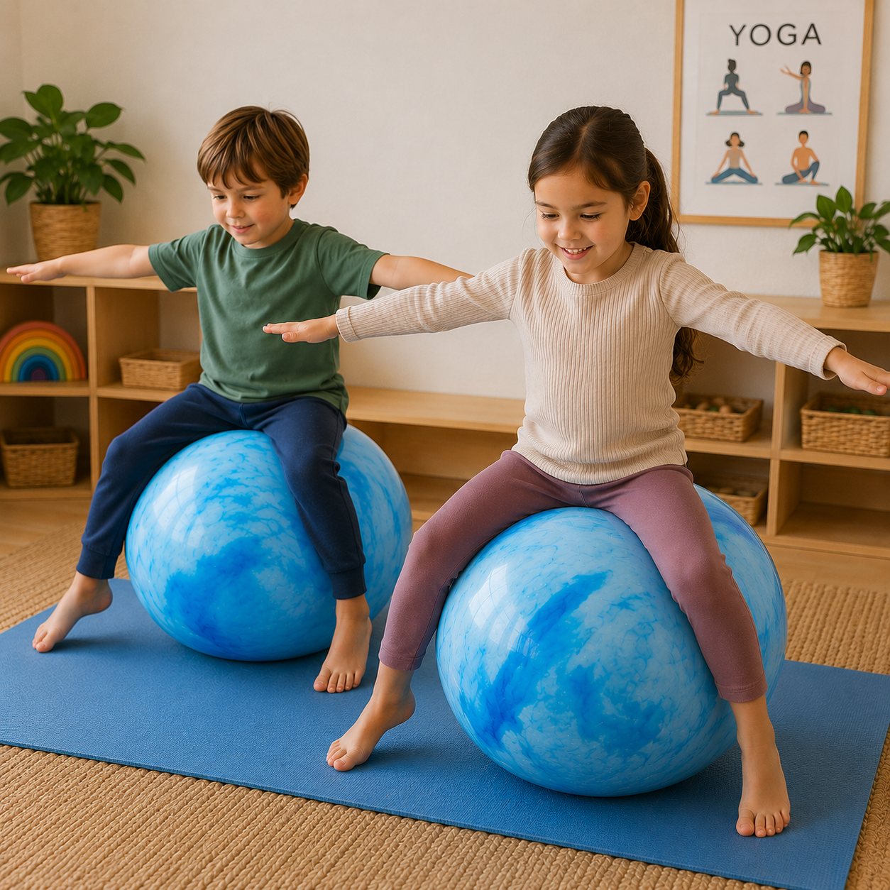 Kids Sensory Yoga Gymnastic Balancing Ball 55cm Cloudy Yoga Ball - HAPPY GUMNUT