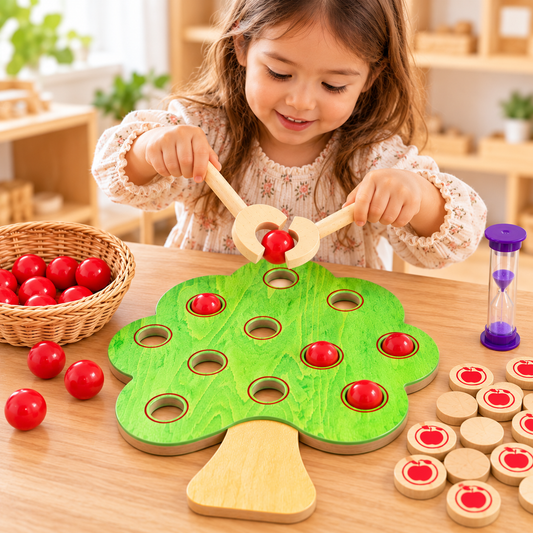 Montessori Apple Tree Peg Tray Counting B - HAPPY GUMNUT