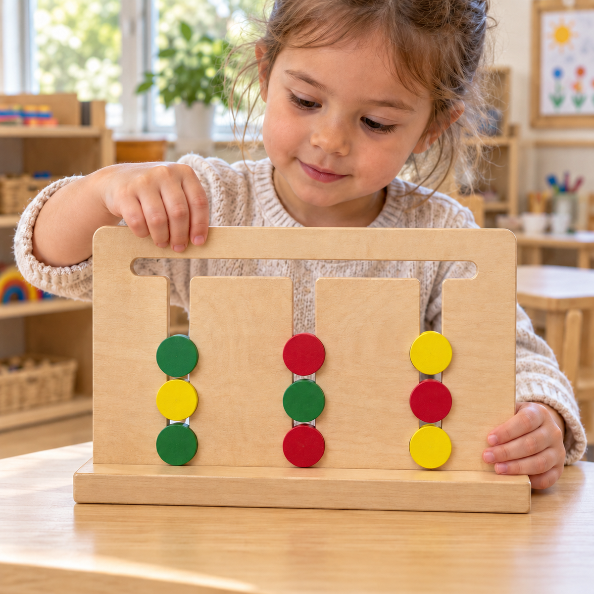 Wooden Sliding Colour Sorting Maze Game for Kids Children Toy Logic Thinking