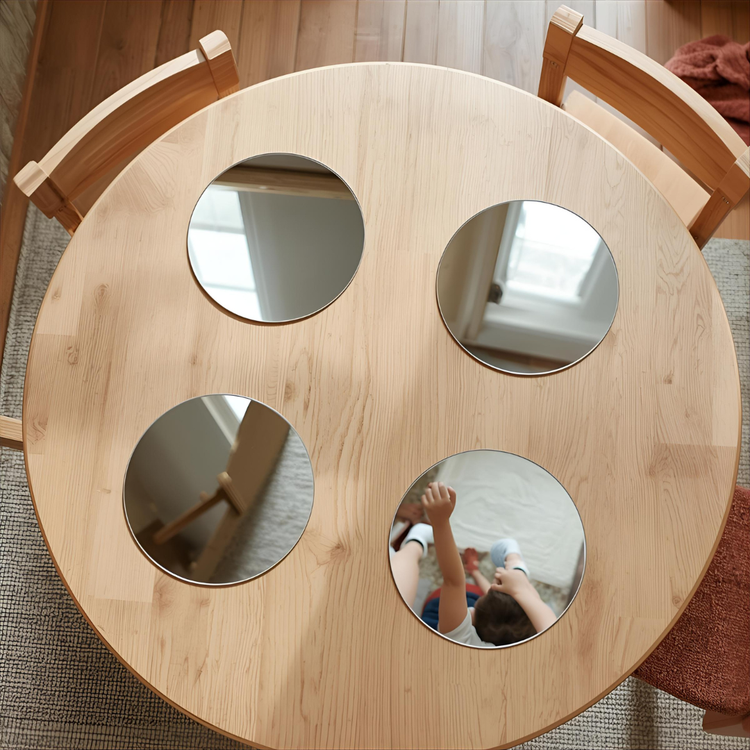 Little Kids JUMBO Circular Round or Circular Round Space Table Mirror Pad Sensory 40cm Pack of 3