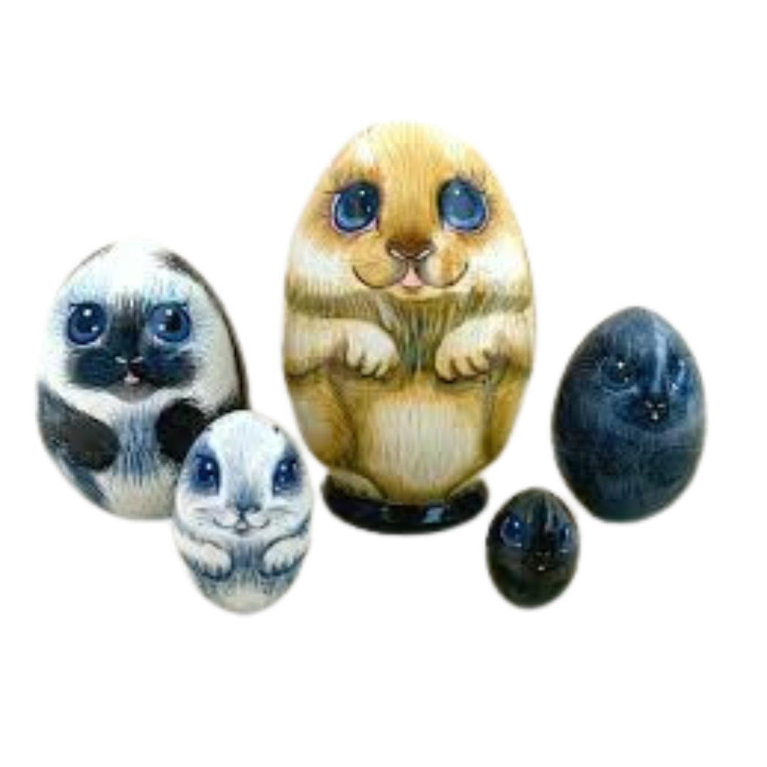 Wooden Natural Nesting Egg Russian Dolls DIY Easter Eggs