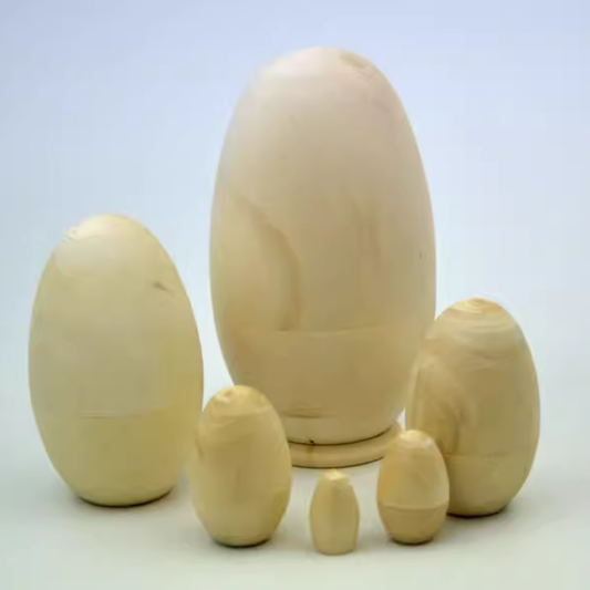 Wooden Natural Nesting Egg Russian Dolls DIY Easter Eggs