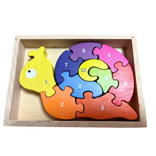 Wooden Colourful Learning Basic Number Counting Snail Puzzle