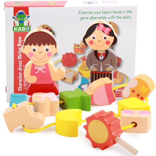 Dress Up Dolls Theme Wooden Beads Threading Toy