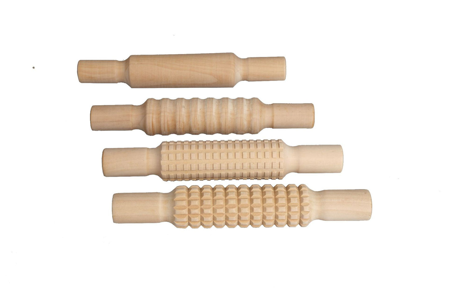Large Wooden Sensory Playdough Roller Pin Set Tool Kit 4 pieces