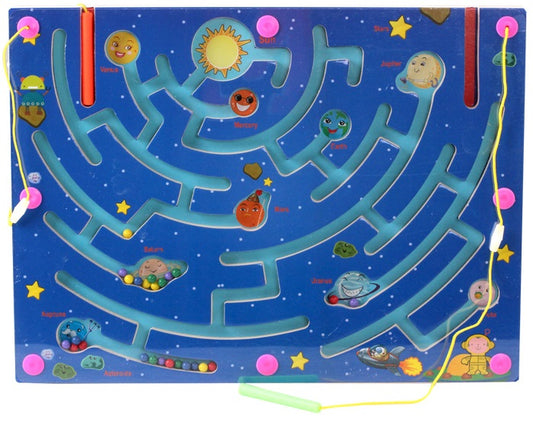 Magnetic Beads Pen Sliding Space Solar System Theme Maze Sorting Board