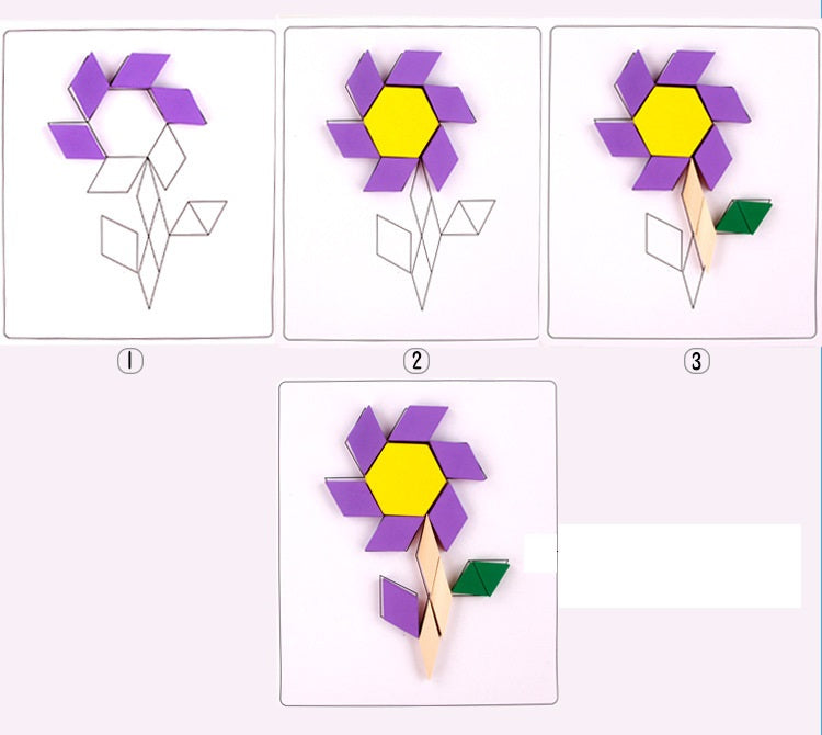 Thick Wooden Pattern Blocks Geometric Shapes with Flash Cards – HAPPY ...
