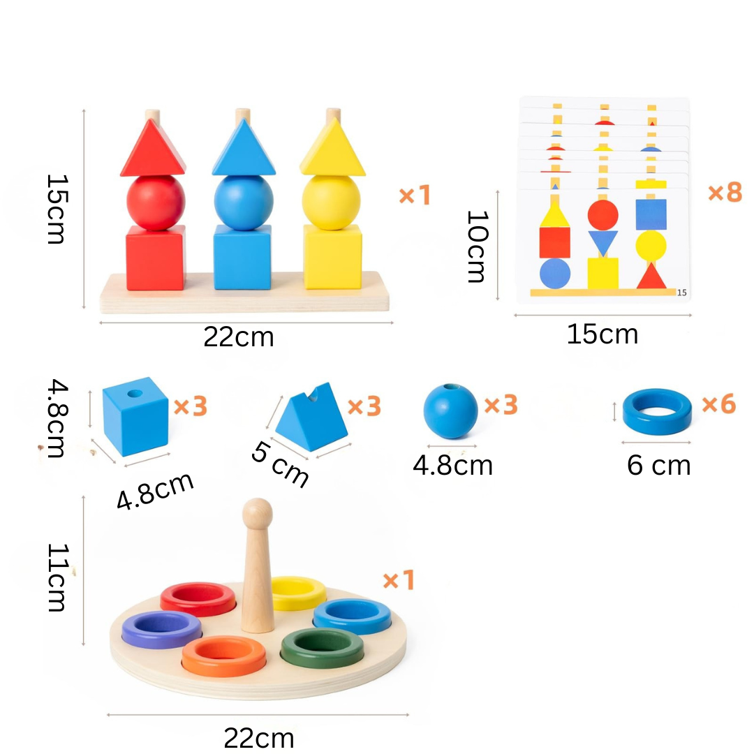 Montessori Toddler Sequence Beads Stacker and Colour Sorting Toy With Flash Cards
