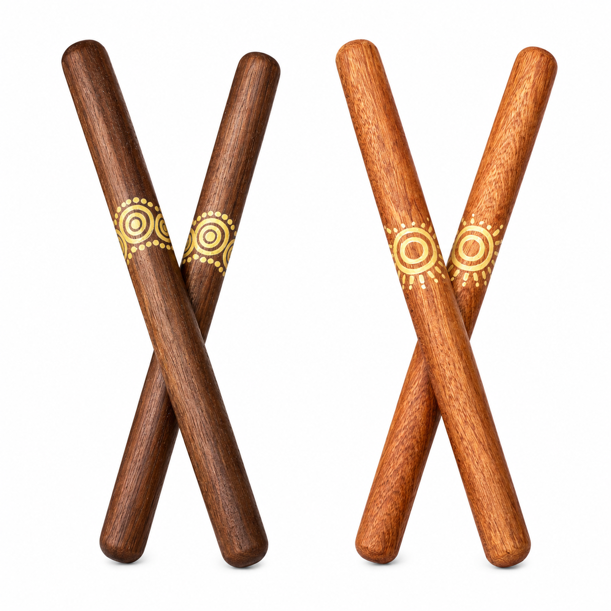 Australian Aboriginal Inspired Hardwood Clap Sticks | Educational Rhythm Sticks | 20cm Dense Timber | Ebony or Black Walnut | Sold as a Pair