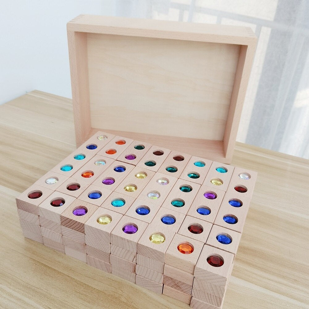 Wooden Gemstone Building Blocks 128pc - HAPPY GUMNUT