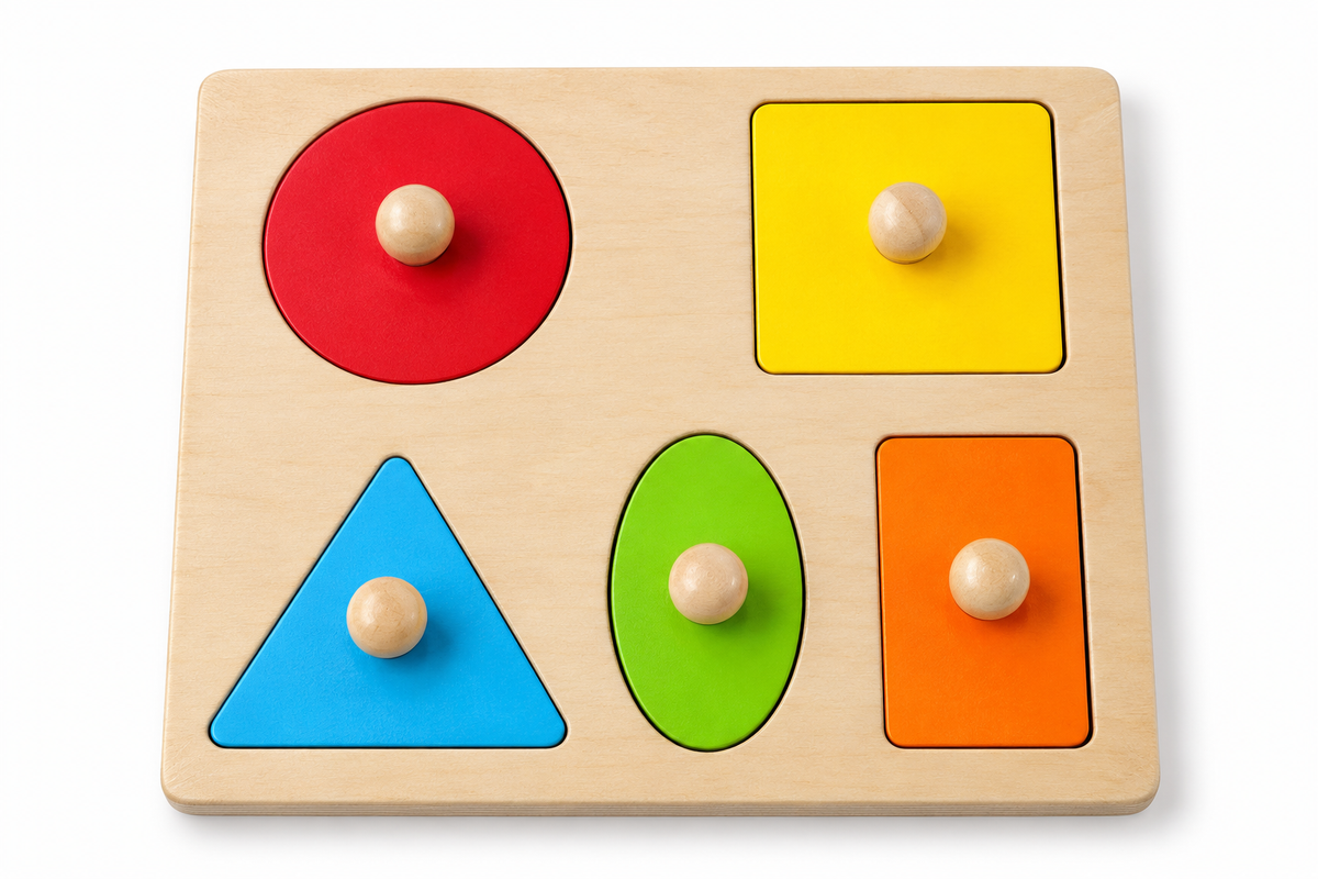 Wooden Knobbed Shape Puzzles Montessori Toy - HAPPY GUMNUT